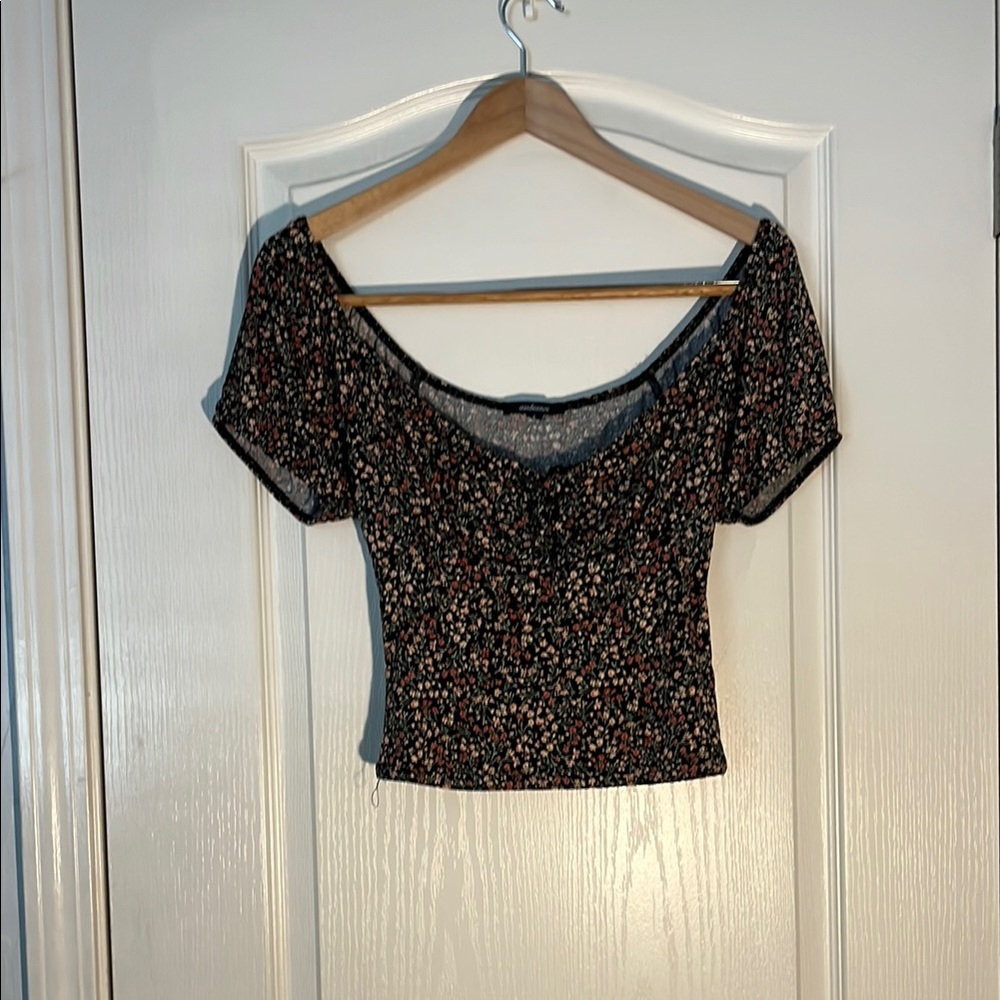 Ambiance Black Tie Front Crop Top
